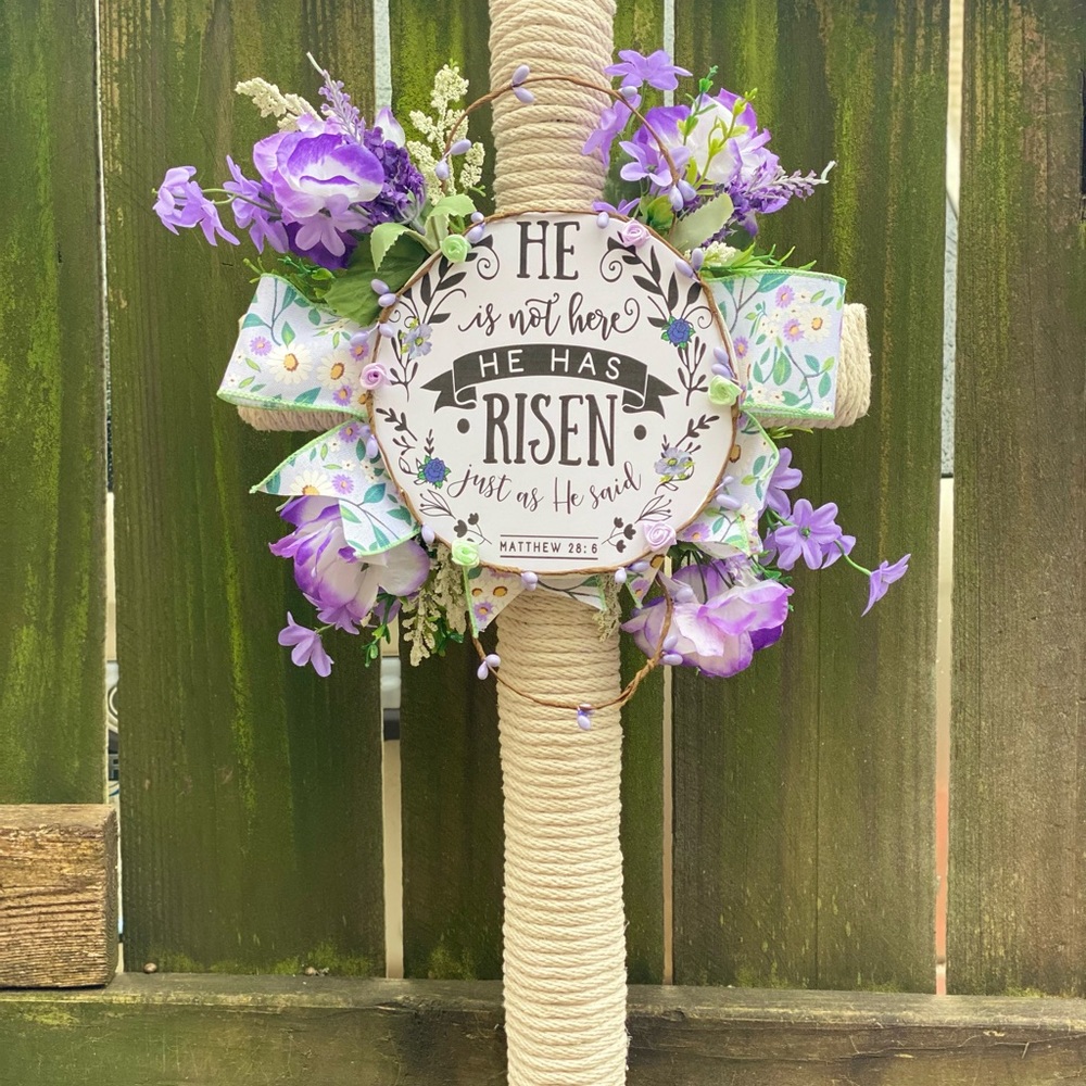 He is Risen hand made Cross Wreath